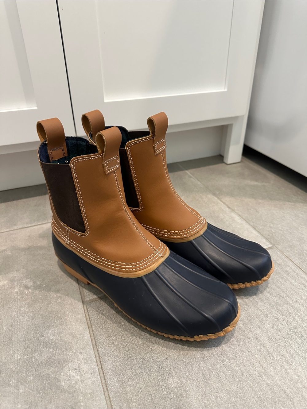 Lands' End Brown and Navy Waterproof Duck Boots